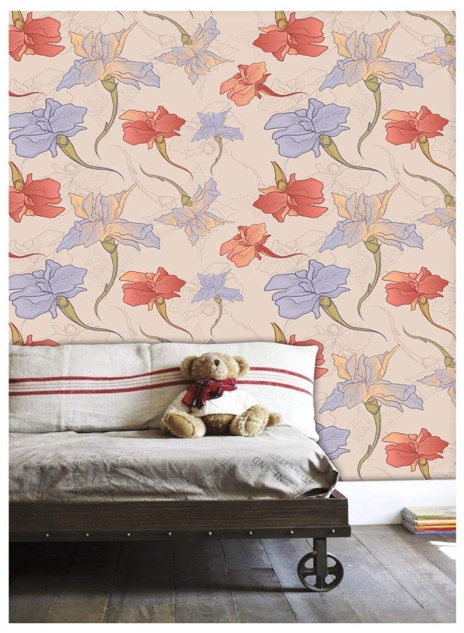 Paper Plane Design Wallpaper Self Adhesive Sticker Theme Floral Printed Multicolour- 40 sq. ft, 16 X 90 inch X 4 Rolls - Image 4